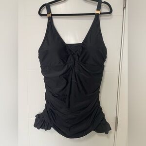 SHEIN Black One-Piece Swimsuit with Ruched Detail